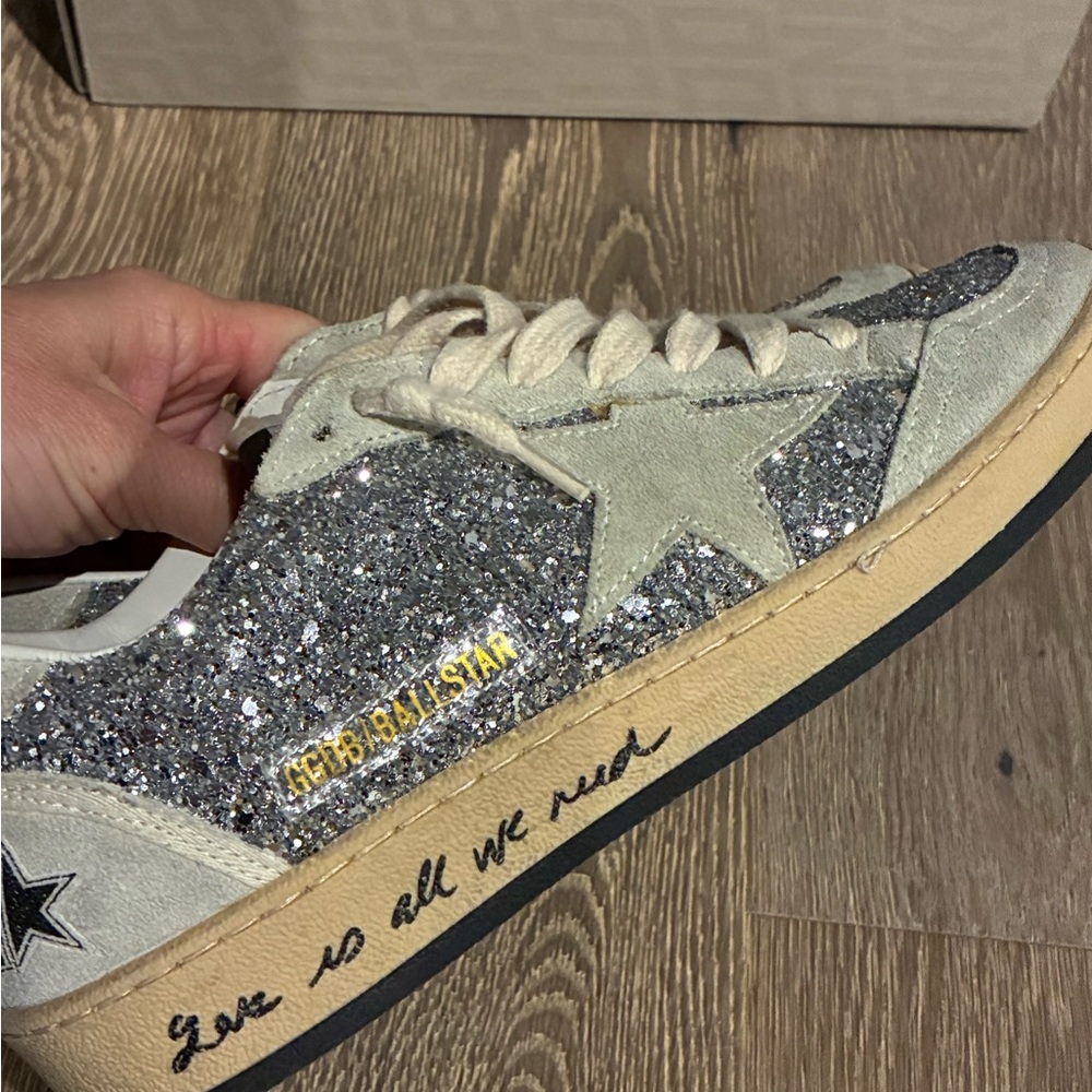 Golden Goose Silver Glitter Star Sneakers